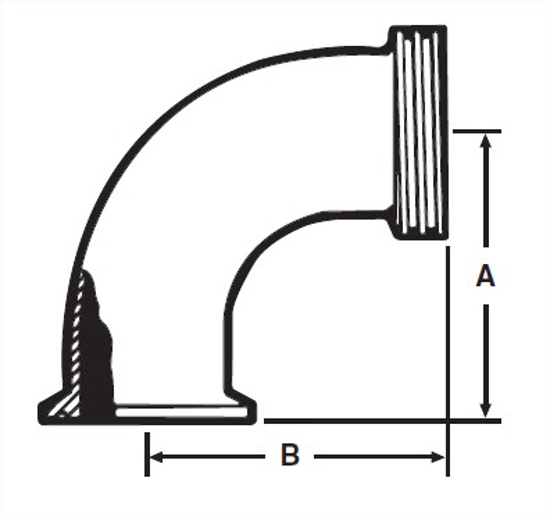 Picture of 90 DEGREE ELBOW CLAMP X THREAD T304 3A