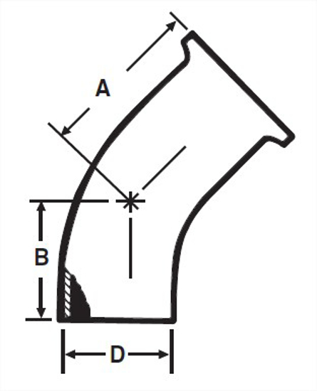 Picture of 45 DEGREE ELBOW  WELD X CLAMP  T316L 3A