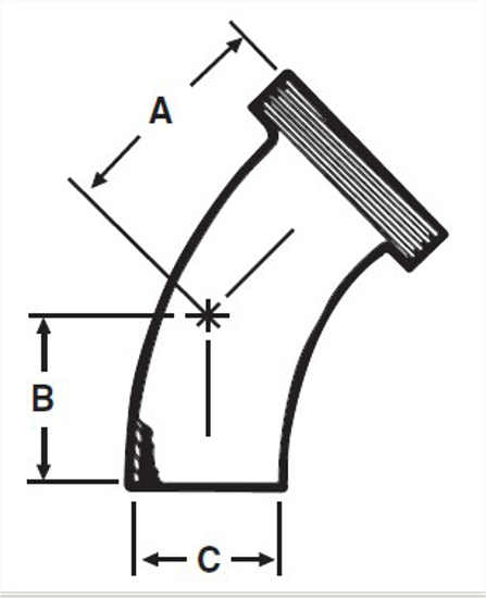 Picture of 45 DEGREE ELBOW  WELD X THREAD T304 3A