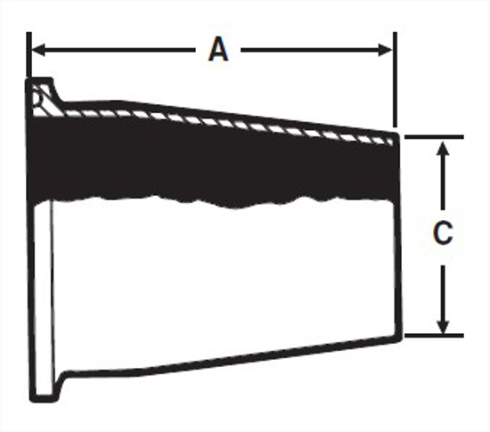 Picture of CONCENTRIC REDUCER CLAMP X WELD T316L #7 3A