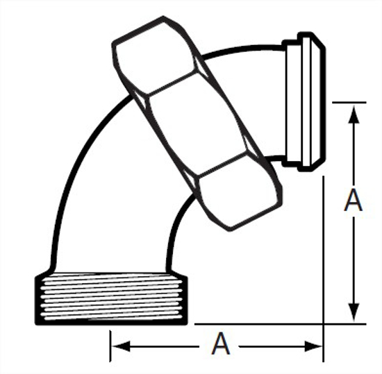 Picture of 90 DEGREE ELBOW  ONE END 14&13H/OTHER END 15  T316L 3A