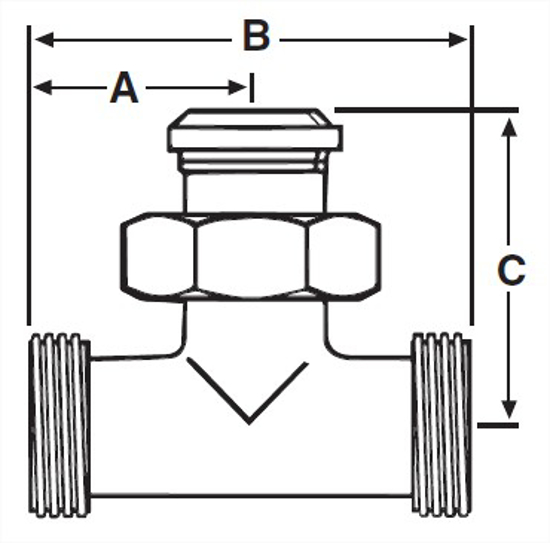 Picture of BEVEL SEAT TEE THREADED X THREADED X 13H NUT 304 3A