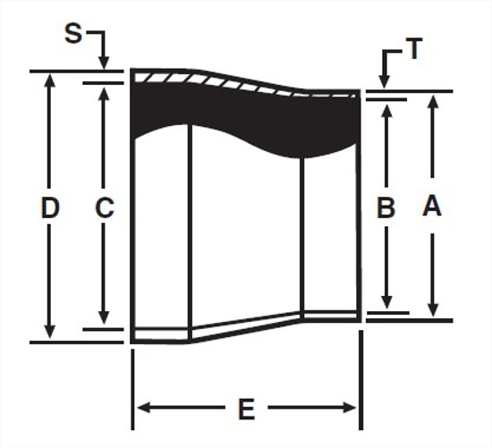 Picture of TRANSITION PC 2-1/2 TUBE X 2-1/2 SCH5 T316L MACHINE FINISH