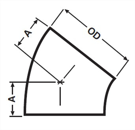 Picture of NON POLISHED 45 DEG WELD ELBOW T316L
