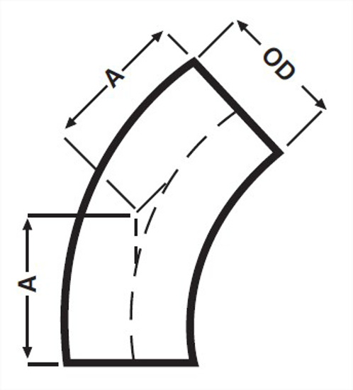 Picture of ELBOW 45 DEGREE WELD T304 UNPOLISHED