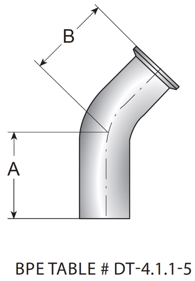Picture of 45 DEG ELBOW CLAMP X WELD T316L 15 RA EP ID/32 RA OD SF4