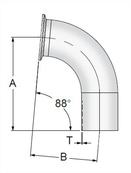 Picture of 88 DEG ELBOW CLAMP X WELD T316L 20RA ID/LT POL OD SF1