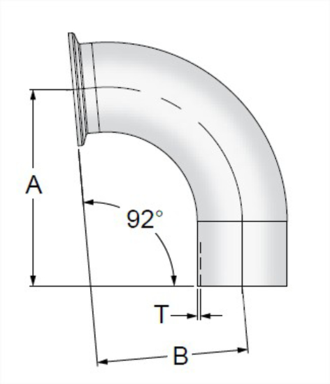 Picture of 92 DEG ELBOW CLAMP X WELD T316L 15RA EP ID/LT POL OD SF4