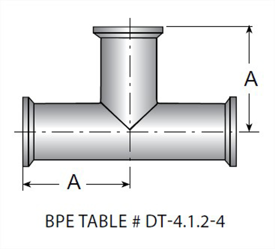 Picture of TEE CLAMP T316L 15 RA EP ID/LT POL OD SF4