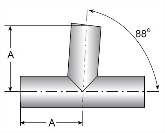 Picture of 88 DEGREE BRANCH WELD TEE T316L 20 RA ID/LT POL OD SF1