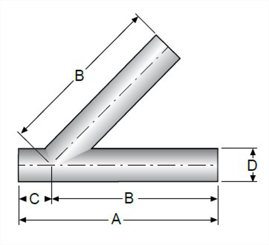 Picture of 45 DEGREE WELD LATERAL T316L 15 RA EP ID/LT POL OD SF4