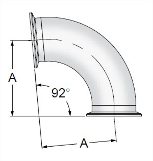 Picture of 92 DEG ELBOW CLAMP A22 20RA ID/32RA OD SF1