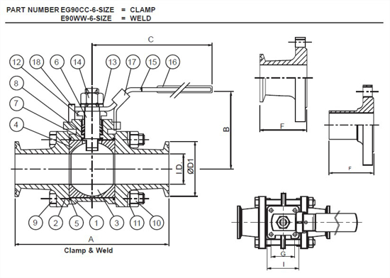 Picture of 3-PC/FULL PORT/2-WAY T316 BALL VALVE/WELD/PTFE CAVITY FILLER