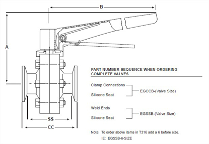 Picture of BUTTERFLY VALVE/CLAMP CONN. SILICONE SEAT, T304