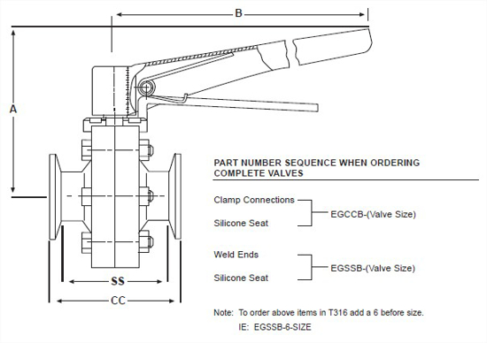 Picture of EGSSB2.0-V, BUTTERFLY VALVE, WELD, VITON SEAT, T304
