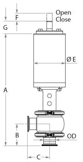 Picture of AIR VALVE/SHUT-OFF TEE BODY/ CLAMP CONN/NC ACTUATOR/SILICONE