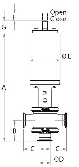 Picture of AIR VALVE/SHUT-OFF CROSS BODY/ CLAMP CONN/NC ACTUATOR/SILICONE