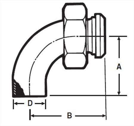 Picture for category E2F - Weld X Plain BS w/13H Nut 90 Degree Elbow
