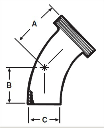 Picture for category E2KT - Weld X Thread BS 45 Degree Elbow