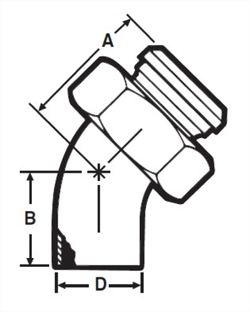 Picture for category E2KP - Weld X Plain BS w/13H Nut 45 Degree Elbow