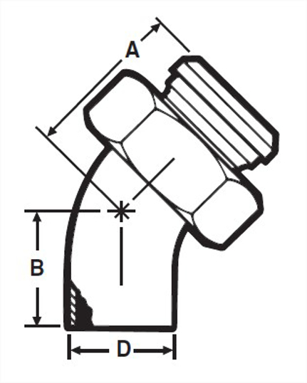 E2KP - Weld X Plain BS w/13H Nut 45 Degree Elbow