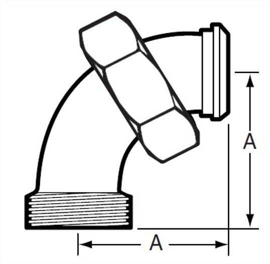2F - Threaded BS X Plain BS w/13H Nut 90 Degree Elbow