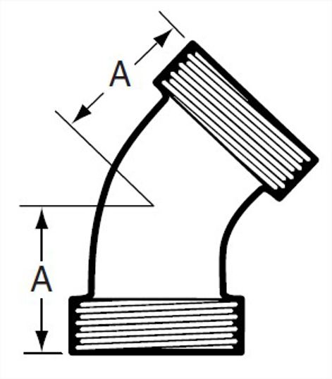 2K - Threaded BS X Thread BS 45 Degree Elbow