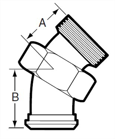2P - Threaded BS X Plain BS w/13H Nut 45 Degree Elbow