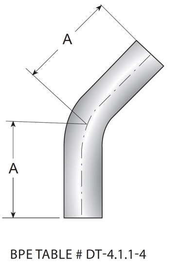 TE2KS - BPE AWF 45 Degree Elbow MaxPure 316L