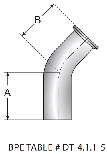 TE2KC - BPE Clamp X AWF 45 Degree Elbow 6MO UNS N08367