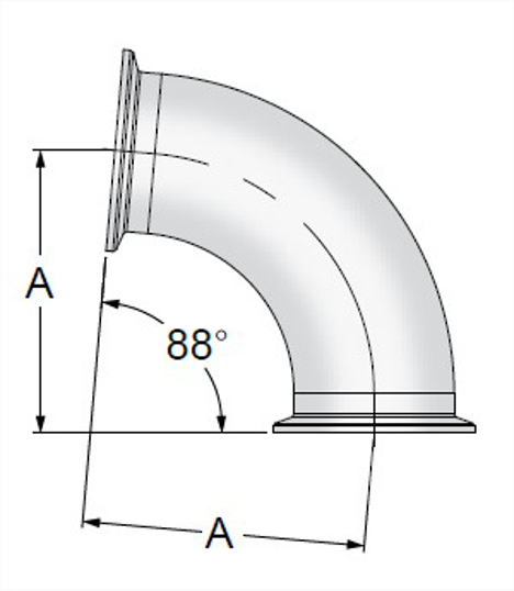 TEG2C88 - BPE Clamp 88 Degree Elbow 6MO UNS N08367