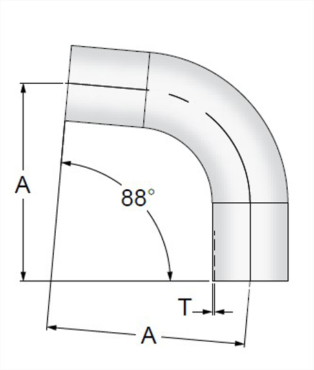 TE2S88 - BPE AWF 88 Degree Elbow Alloy 22 UNS N06022