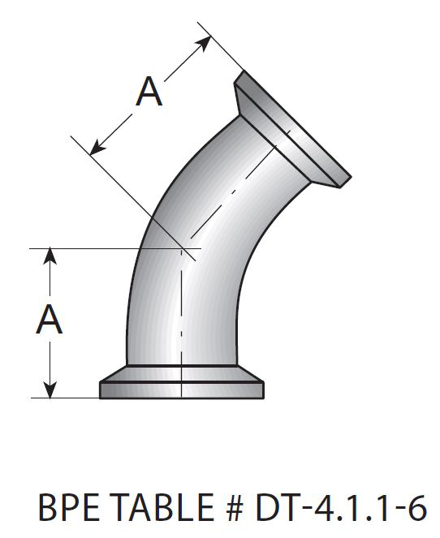 TEG2K - BPE Clamp 45 Degree Elbow Alloy 22 UNS N06022