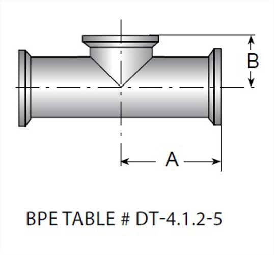 TEG7S - BPE Clamp Short Outlet Tee Alloy 22 UNS N06022