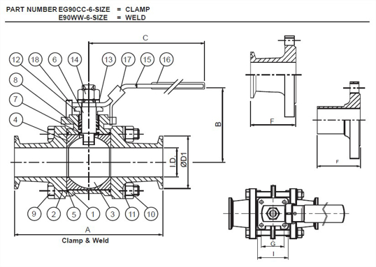 E90WW - Weld End 2-Way Ball Valves
