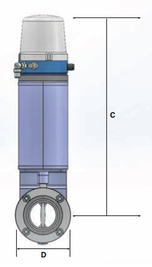 51C VMON-24V - Clamp End Spring Return Pneumatically Actuated Butterfly Valves With 24V Control Top