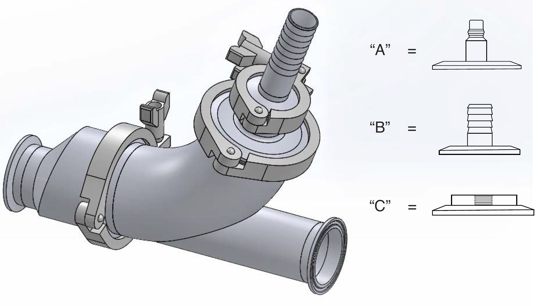 EG45ABC - Clamp Ball Check Valve w/Air Blow Check NPT Type C